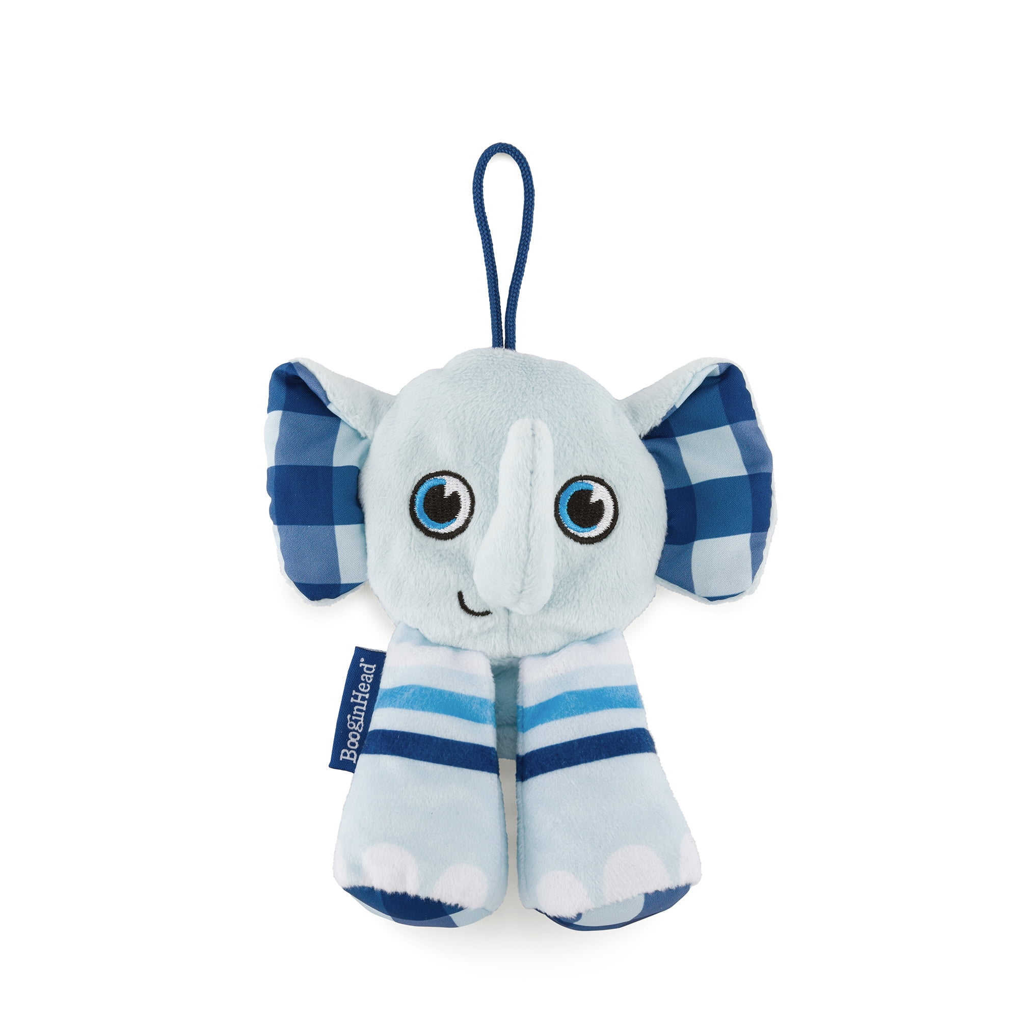 BooginHead Universal Pacifier Holder Stuffed Animal, Infant Toddler Boys and Girls, Blue Elephant