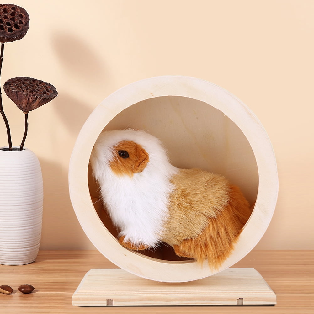 NFTIGB Wooden Bracket Silent Pet Exercise Running Wheel Toy for Hamster Guinea Pig Hedgehog Chinchilla, Small (5.9 inches / 15 cm)