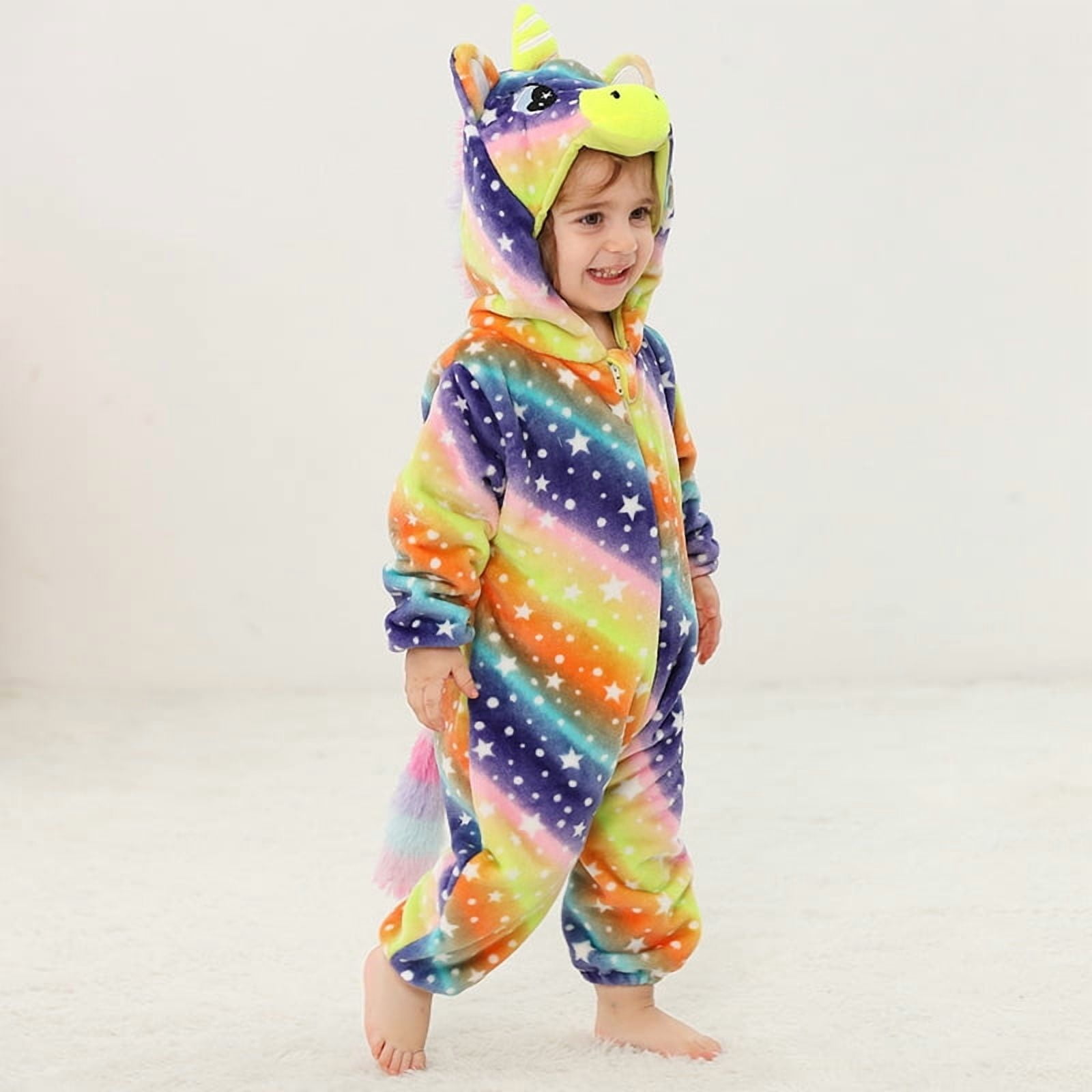ATAIKU Baby Animal Unicorn Onesie Flannel Hooded Romper for Infant Winter Playsuit Jumpsuit for Boys and Girls Toddler Overall Outfit
