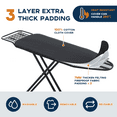 thumbnail image 3 of Ironing Board Full Size, RAINHOL 54"x13" Heavy Duty Compact Iron Board with Iron Rest, Heat Resistant Cover with Ultra Thick Padding, Height Adjustable Sturdy Iron Stand, Black, 3 of 5