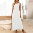 thumbnail image 1 of Uootdi Robes Maxi pour Femmes Col Rond Sans Manches Robes Amples avec Poches Décontractées Longues Robes d'Été pour la Plage Cadeau, 1 of 8