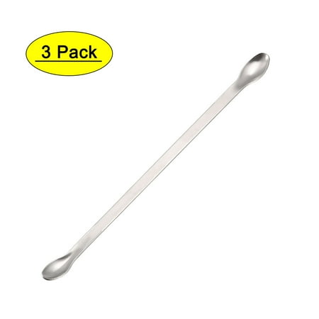 Uxcell 200mm Double Head Stainless Steel Micro Lab Sampling Spoon 2 Pack