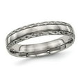 thumbnail image 1 of Ladies or Mens Titanium Polished Criss-Cross Grooved Band Ring (5mm), 1 of 4