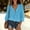 Blue, variant on Womens Boho Lace Up V Neck Blouse Cute Ruffle 3/4 Sleeve Tops Flowy Beach Vacation Shirts Fall Fashion Going Out Clothing