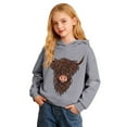 thumbnail image 4 of Kids Hoodie Unisex Lightweight Cute Sweatshirts Highland Cattle Long Sleeve Pullover, 4 of 8