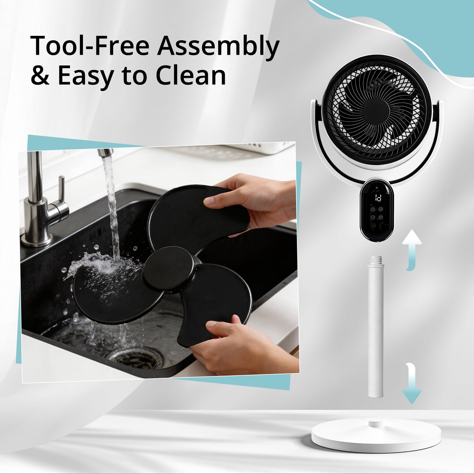 Circulation Fan, 40W 2 in 1 Air Circulator Fan with Remote Control, 3 Speed Levels, 12H Timer, Manual Vertical Adjustment, Automatic Horizontal Oscillation, LED Display & Remote Control