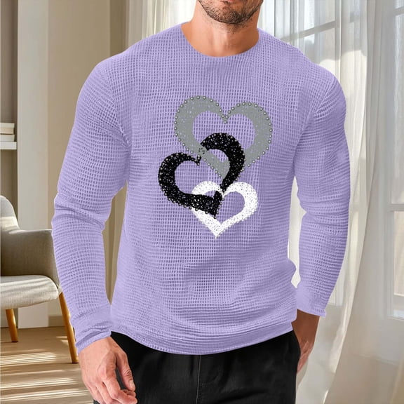 LIBRCLO Mens Sweatshirts for Valentines Day, Long Sleeve Crewneck Pullover Tops, Love Print Graphic Sweatshirts