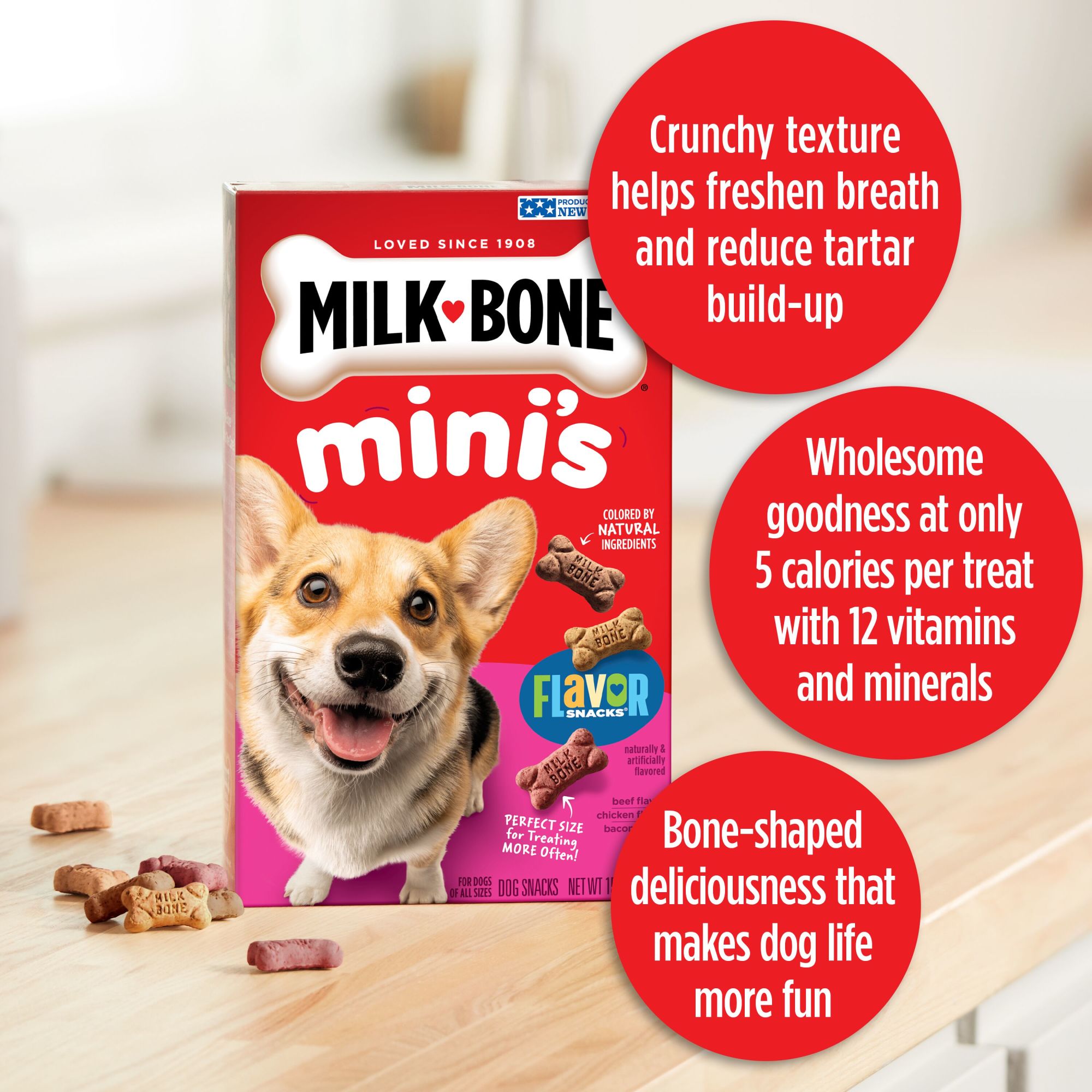 Milk-Bone Flavor Snacks Mini Dog Biscuits, Flavored Crunchy Dog Treats, 15 oz. - image 5 of 10