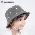 thumbnail image 3 of Beach Sun Protection Hat For Baby Girls Adjustable Toddler Kids Hat Wide Brim Summer Play Hat With Chin Strap, 3 of 4