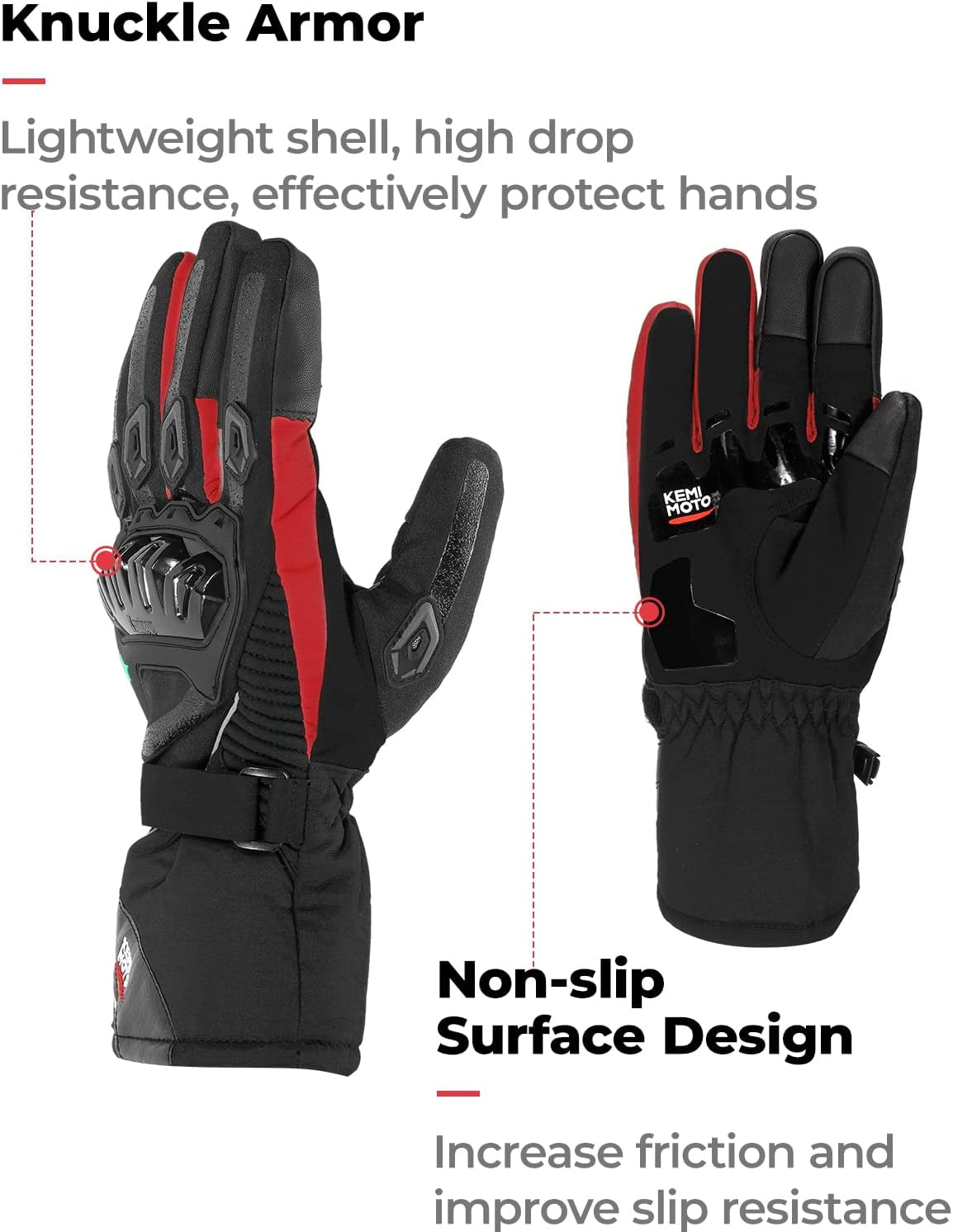 KEMIMOTO Motorcycle Gloves for Men, Touchscreen Cycling Gloves for Outdoor  Sports On-Road/Off-Road/Mountain Motorcycle Motorcross Motorbike Dirt Bike