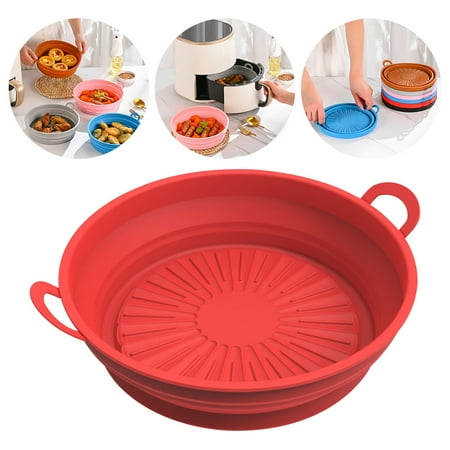 

Foldable Air Fryer Silicone Pot with Handle- 7.5in Food Safe Air Fryer Oven Accessories Non Stick/Easy Cleaning Air Fryer Basket Replacement for Flammable Parchment Liner Paper
