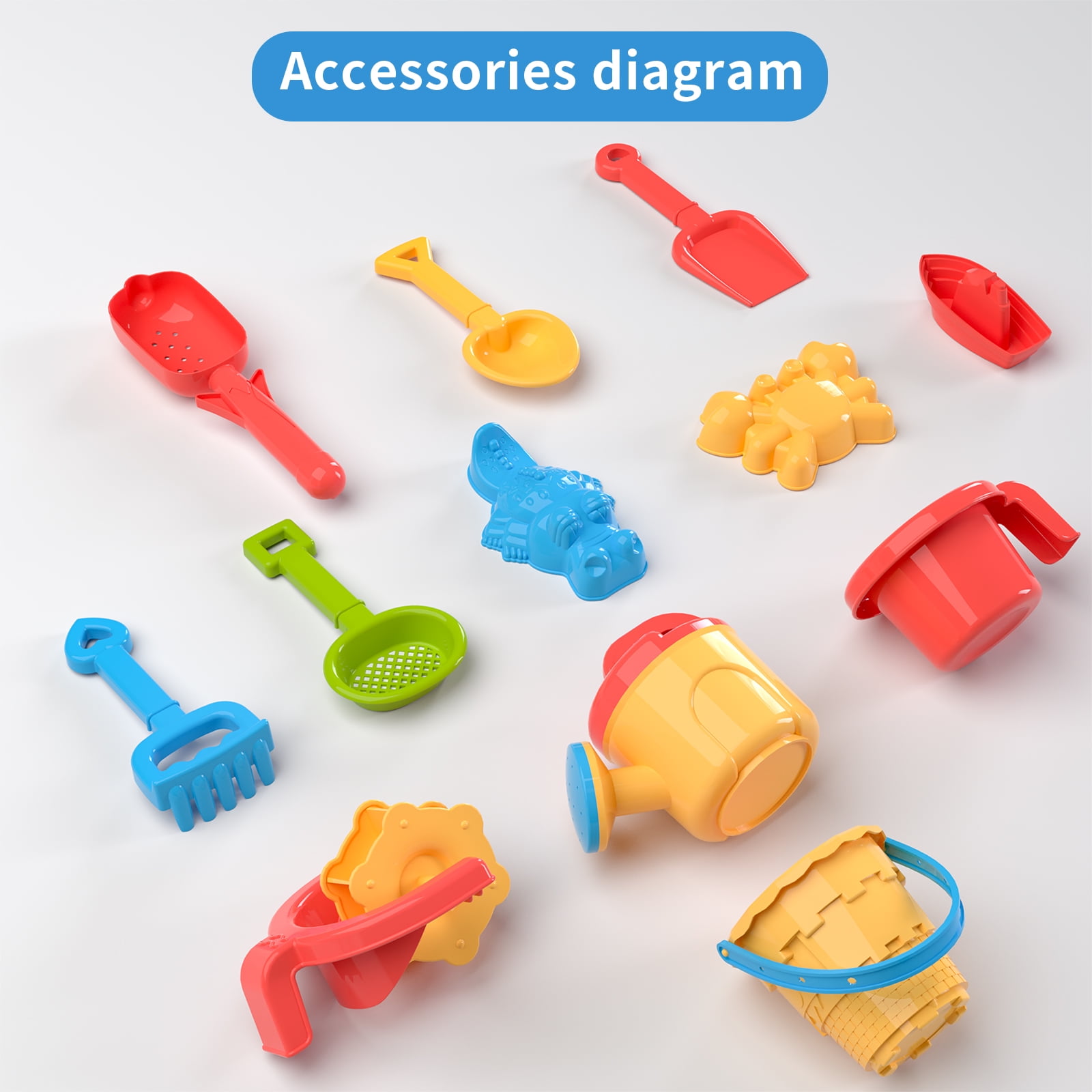 3-in-1 Sand Water Table, 28PCS Kids Beach Summer Toys Sensory Play Table with Dolphin Water Wheel, Molds, Bucket, Shovel for Toddlers Boys Girls