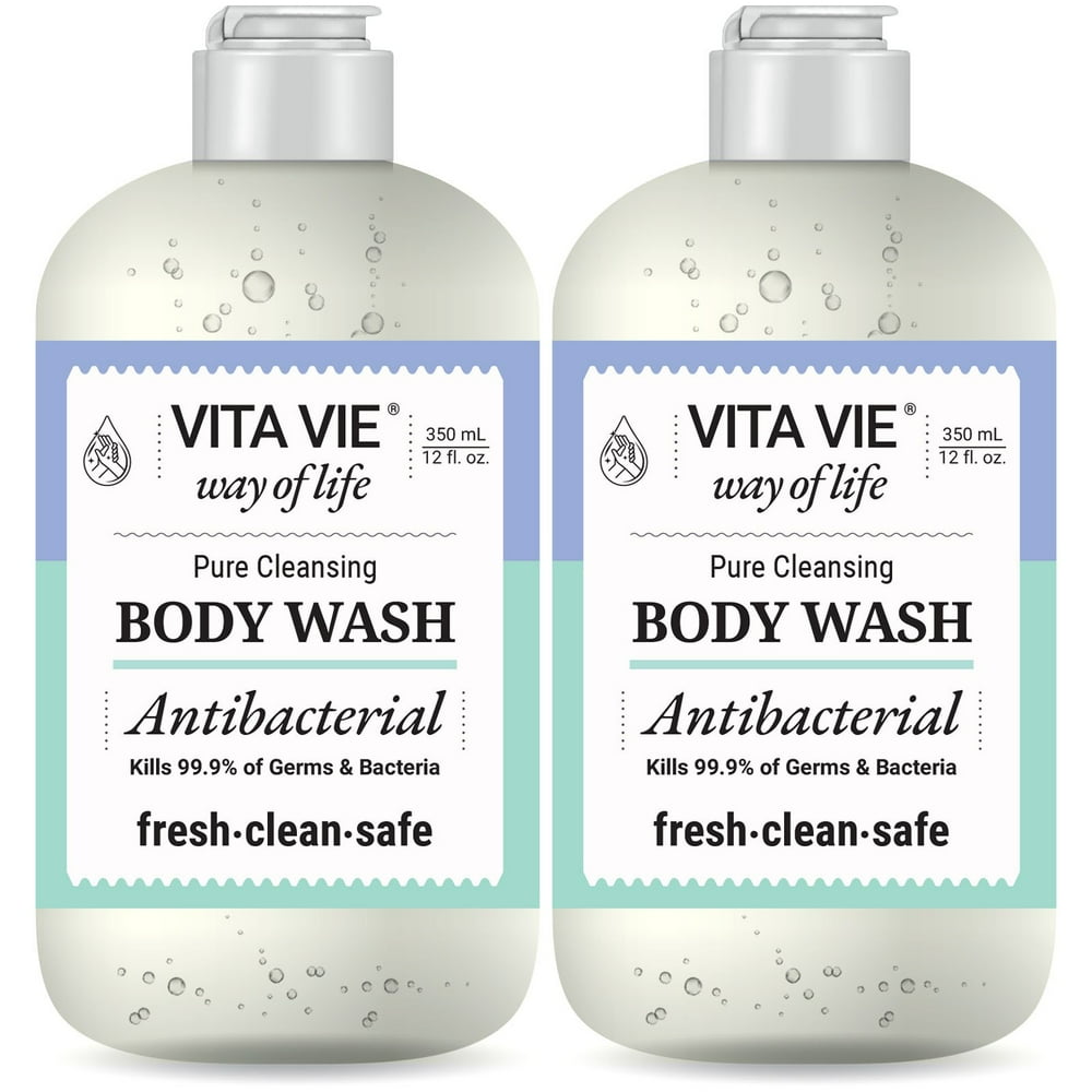 Vita Vie Antibacterial Body Wash, 12 oz (2Pack), Lemon Scented