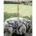 thumbnail image 2 of Outdoor Tablecloth with Umbrella Hole Zipper Modern Tree Branches Round Tablecloth 60" Waterproof Outside Table Cloth Contemporary Gray Botanical Patio Table Cover Tablecloths for Picnic Party, 2 of 8