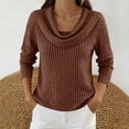 thumbnail image 2 of hotojiny Womens Long Sleeve Tops Cowl Neck Ribbed Knit Sweater Loose Fit Solid Color Pullover Lightweight Spring Shirts S-3XL, 2 of 6
