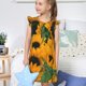 thumbnail image 4 of Fotbe Sunflowers 7 Vestido de Dormir para Niñas de 3 a 10 Años, Mangas Cortas, Estilo Princesa, Pijama Camisón con Mangas Voladas-Medium, 4 of 6