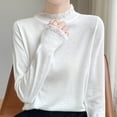 thumbnail image 4 of UAMVSH Womens Mock Neck Sweater Ruffle Long Sleeve Pullover Sweaters Fall Outfits Casual Loose Knit Base Layer Tops, 4 of 6