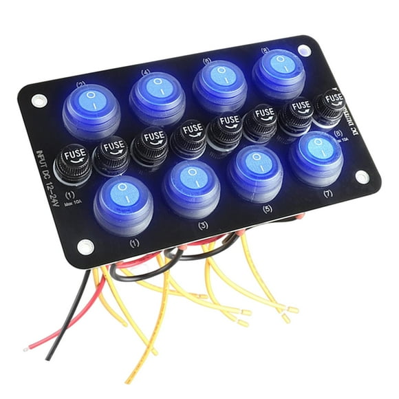 8 Gang Rocker Switch Panel Toggle Switch Circuit Breaker