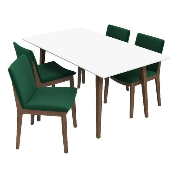 Destiny Modern Solid Wood Walnut Dining Room & Kitchen Table and Chair Set of 4