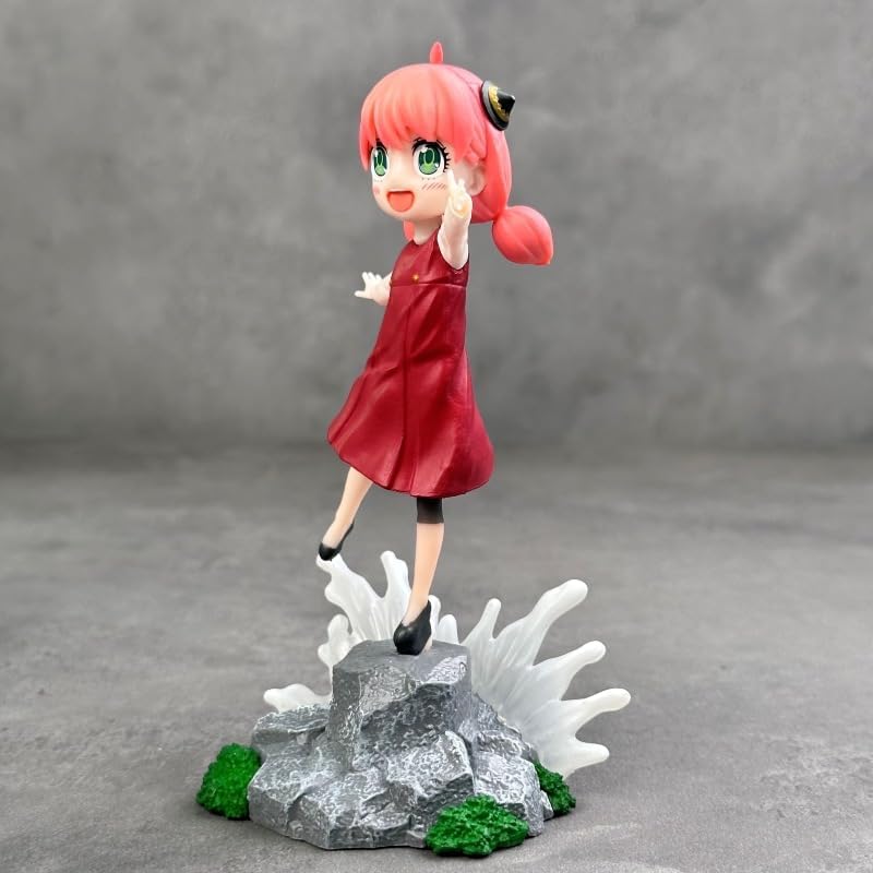 New Anya Figure, q Version red Leather Anya Forger Anime Figures 16cm/6.3inch Handmade PVC Cartoon Character Model Decoration Craft Gift