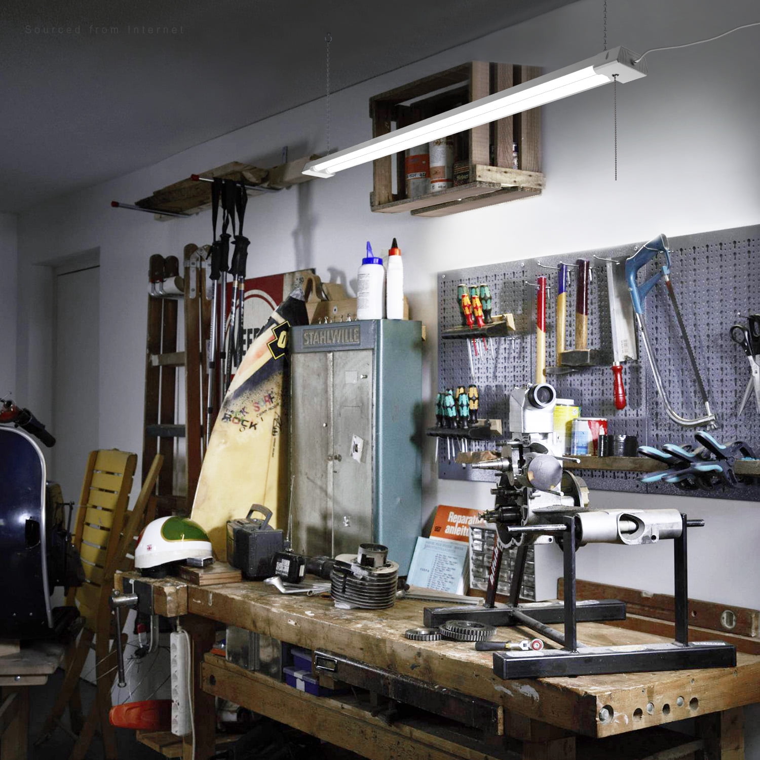 4 Pack LED Shop Light for Garage 4ft, Linkable, 5000K Daylight, 40W, Surface Mount & Suspended Mount
