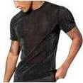 thumbnail image 6 of guisaled Men's Sheer Mesh Short Sleeve Round Neck T Shirts Solid Plain See Through Sparkling Tops Fashion Sexy Club Party Tops, 6 of 6