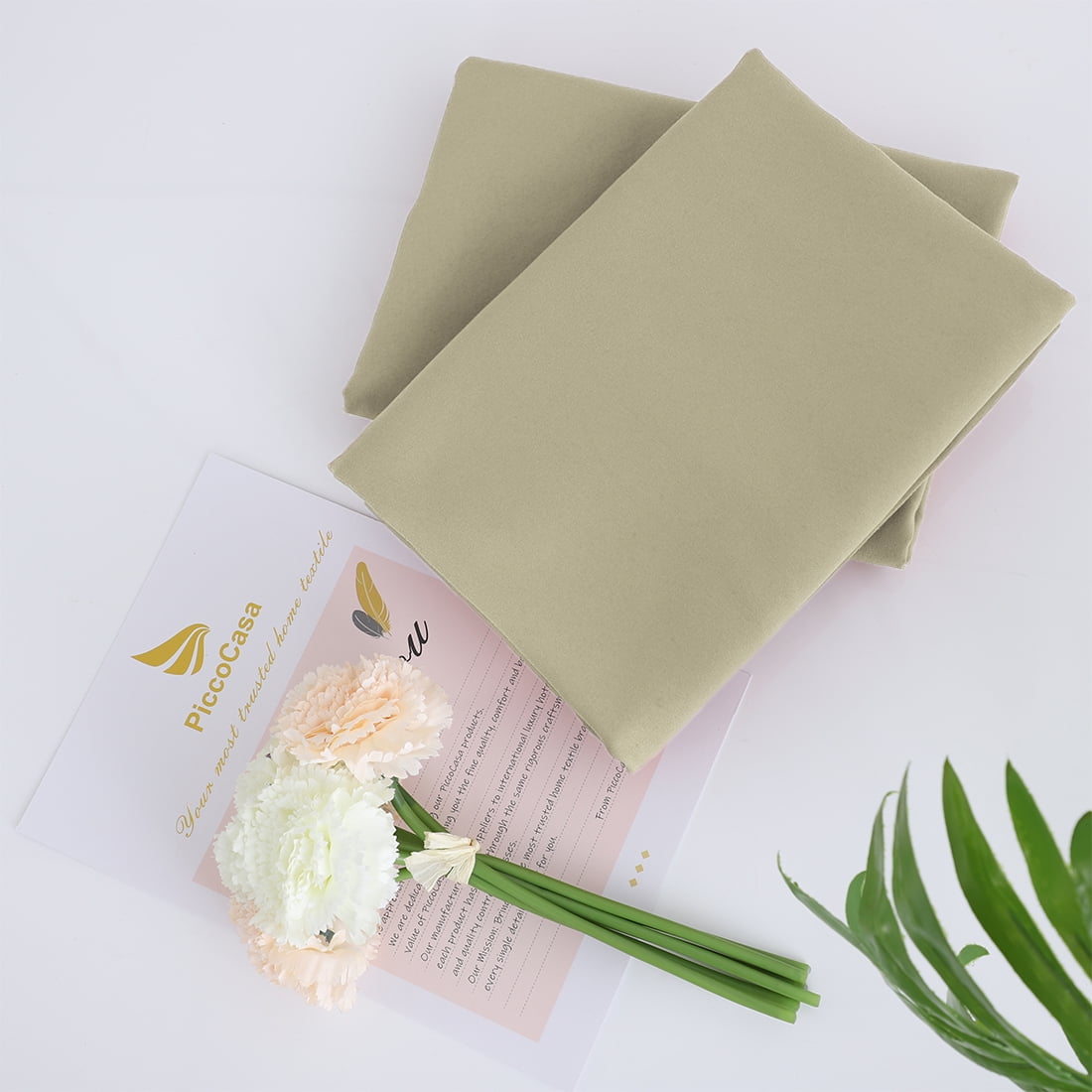 PiccoCasa Zippered Body Pillow Cover Microfiber Silky-Soft Standard Khaki