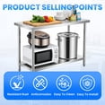 thumbnail image 3 of Stainless Steel Work Table with 2 Adjustable Undershelf, 30" x 48" Stainless Steel Prep Table, Commercial Work Table, Kitchen Work Table for Restaurant Kitchen, 3 of 12
