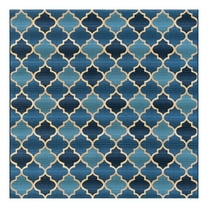 Unique Loom Outdoor Trellis Collection Area Rug - Eden Trellis (6' 1" Square Blue/Beige)
