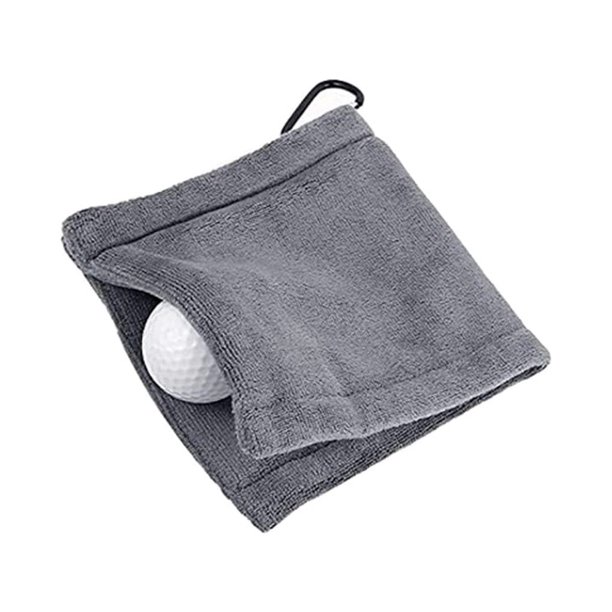 Sonducket Toalla de limpieza de pelotas de Golf con gancho, toallas, cubierta para la cabeza, mosquetón, tela para exteriores, secado, hebilla Ropa Deportiva, Zapatos Gris