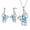 Aqua Blue, variant on Butterfly Heart Jewelry Set,925 Sterling Silver Red Garnet Birthstone Pendant Necklace/Earrings Set Cute Animals Jewelry Gift for Women