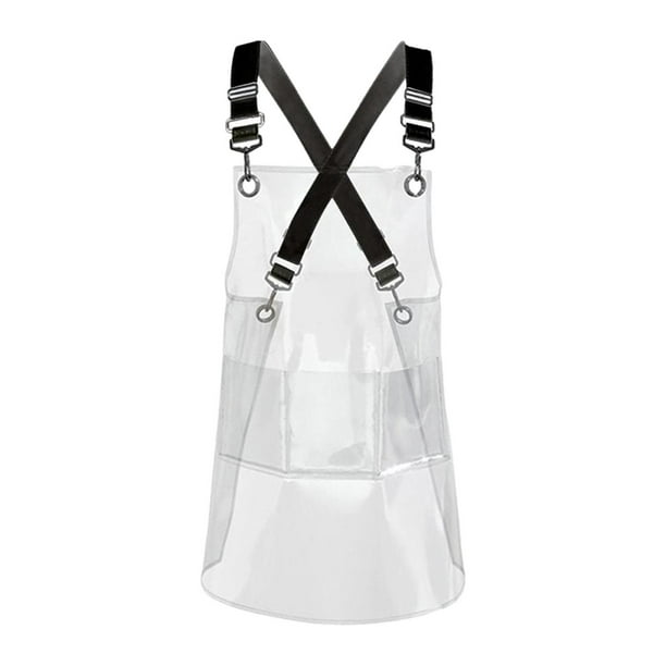 Delantal transparente de chef para pintar en estilo rústico con bolsillo. Negro 80cm