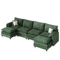 thumbnail image 3 of Dextrus Sectional Sofa with Ottoman, 142" U Shape Modern 6 Seat Cloud Couch with Pillow-Armrest, Green, 3 of 10