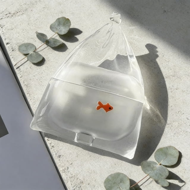 Sokhug Étui en Silicone Liquide 3D Poisson Rouge pour Écouteurs Sans Fil, Mignon Étui Transparente Antichoc (Style C)