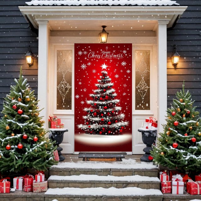 RKSTN Halloween Door Cover Christmas Door Set Door Width Door Curtain Holiday Party Decoration Christmas Tree Door Hanging Door Cover Decoration Halloween Door Decor