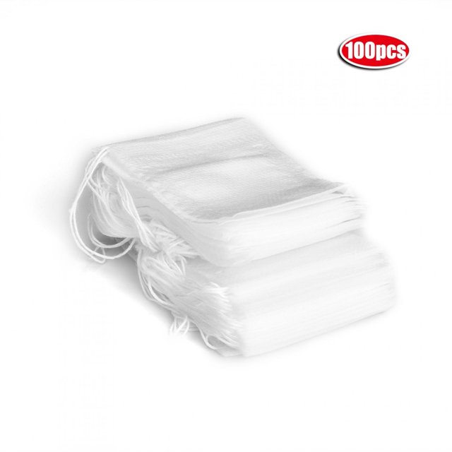 Bolsas de té vacías no tejidas, filtro de hierbas, papel suelto con cordón, 5,5x7cm (100 Uds.)
