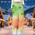 thumbnail image 2 of QATAINLAV Flecce Pants for Women Loose Wide Leg Comfy Pajamas Pant Cute Printed Winter Warm Trousers with Pockets Sleepwear, Green, M, 2 of 6