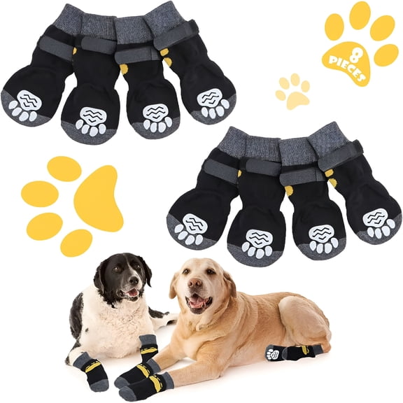 GASTROPOD 8PCs Dog Socks for Hardwood Floors to Prevent Licking, Dog Boots Paw Protector with Non Anti Slip, Dog Grips Slippers for Large Senior Dogs