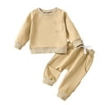 thumbnail image 2 of Esaierr 2PCS Toddler Girls Boys Sweatshirt Top + Joggers Pants Set for Toddler Newborn Sweatsuits Tops Long Pants Crewneck Loose Solid Colour Long Sleeve Drawstring Autumn Outfit for 3M -3Y, 2 of 5