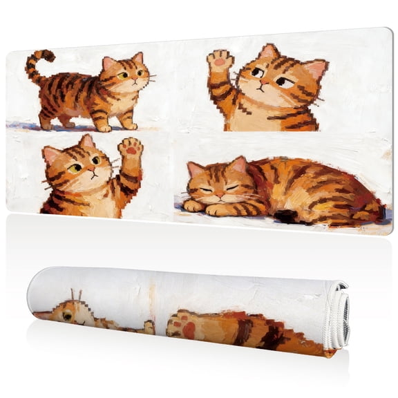 LIVEKEY Mouse Pad Durable Easy Clean Ultra Large 80x40x0.3cm Full Desk Coverage with Cute Cat Art Design for Gaming and Office