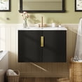 thumbnail image 2 of Euroco 30-Inch Wall-Mounted Bathroom Vanity with Glossy Ceramic Sink, Dual Soft-Close Doors, and Adjustable Shelf,, 2 of 9
