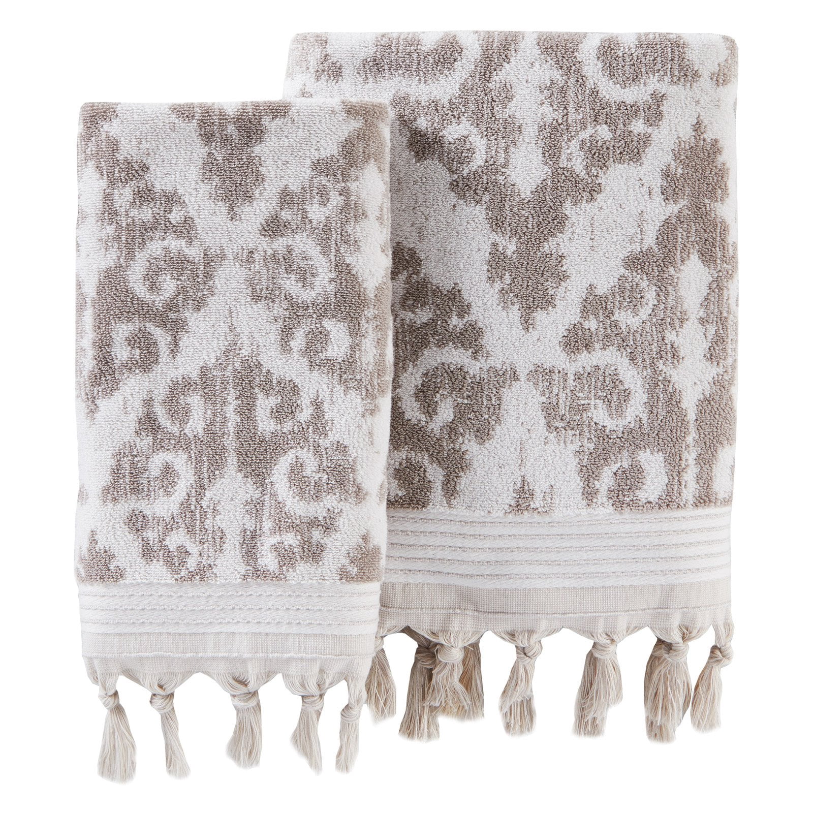 SKL Home Mirage Fringe Hand Towel (2-Pack), Aqua, 16" x 26".