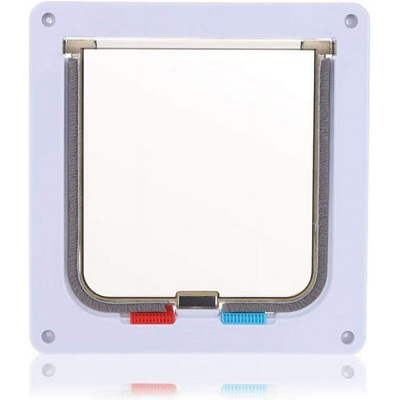 Pet Door L Size New Waterproof 4 Way Cat Dog Pet Locking Flap Door Cat Flap 1Pcs White