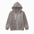thumbnail image 3 of KPOPLK Toddler Boy Zip Up Hoodie Sweatshirt Fall Clothes Long Sleeve Solid Jacket With Hood 1-7 Years Coffee Size 5-6 Years, 3 of 6