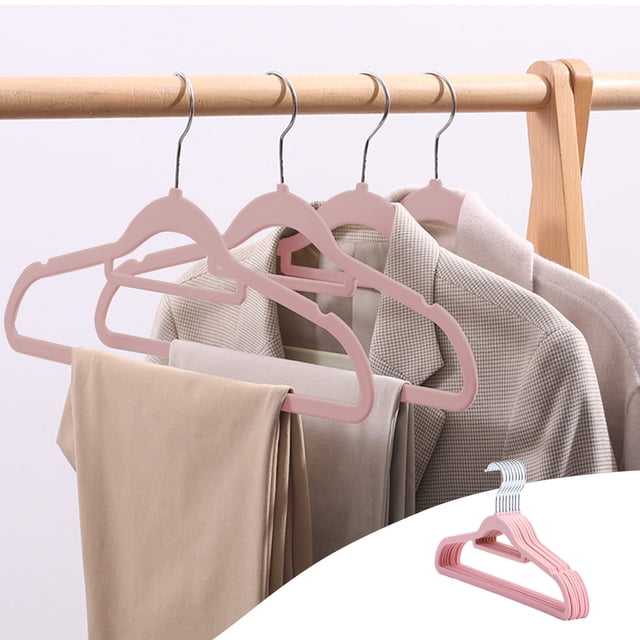 Flocked Clothes Hanger Home Adult Non-Slip Drying Rack No Mark Hanger, 16.5 Inches, 10-Pack, Great For Adult Closets, Clothes, Pants, Coat And More