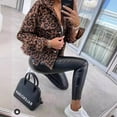 thumbnail image 3 of Women's Leopard Print Denim Jacket Long Sleeve Cropped Loose Casual Large Size Jacket, 3 of 4