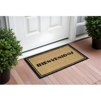 HomeRoots 555484 18 x 30 in. Brown & Black Coir Bienvenidos Outdoor Door Mat