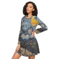 thumbnail image 3 of FORMRS Womens Long Sleeve Nightgowns Crew Neck Sleep Shirt Soft Pajamas Sizes S-3XL, Swirling Starry Sky, 3 of 8