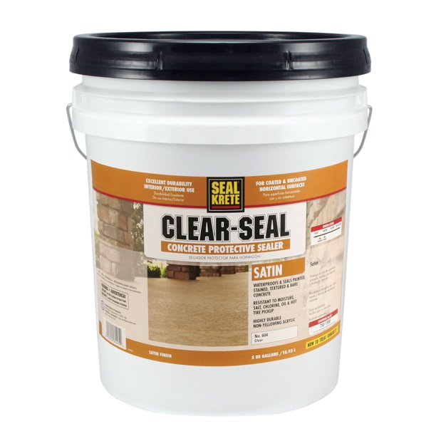 Satin Clear, SealKrete ClearSeal Concrete Protective Sealer, 5 Gal