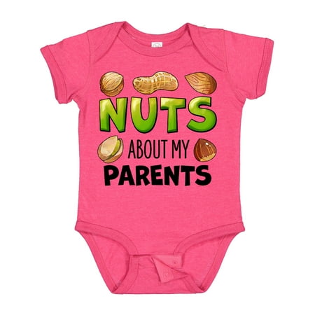 

Inktastic Nuts About My Parents Peanut Almond Pistachio Gift Baby Boy or Baby Girl Bodysuit